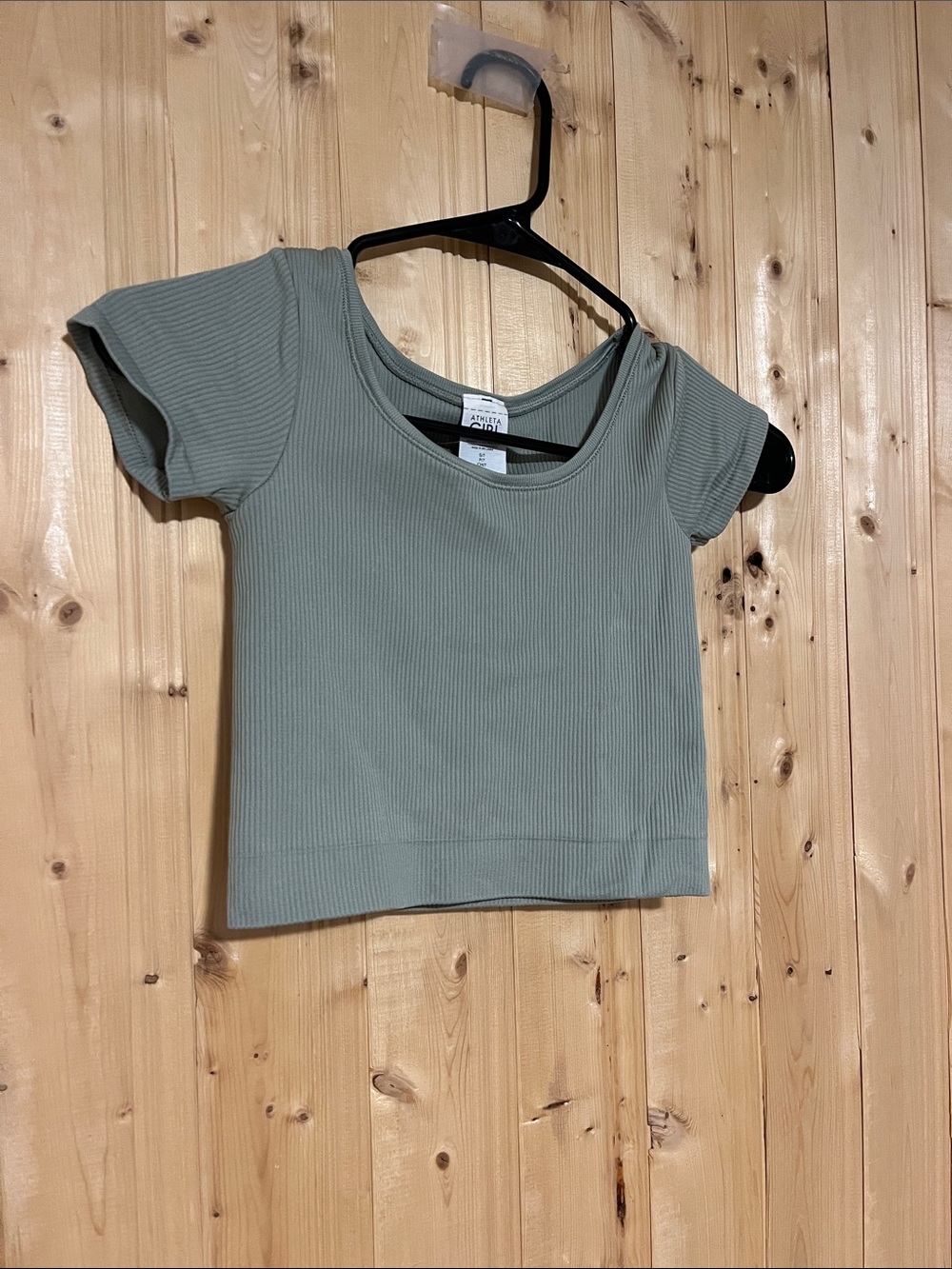 Athleta a new day Sage Ribbed Short Sleeve Crop Top